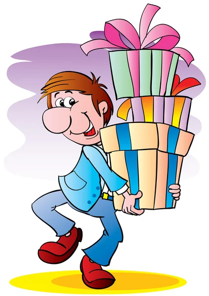 The man with gifts — Stock Vector