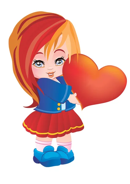 The girl with heart — Stock Vector
