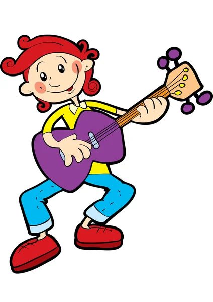 Garçon avec une guitare — Image vectorielle
