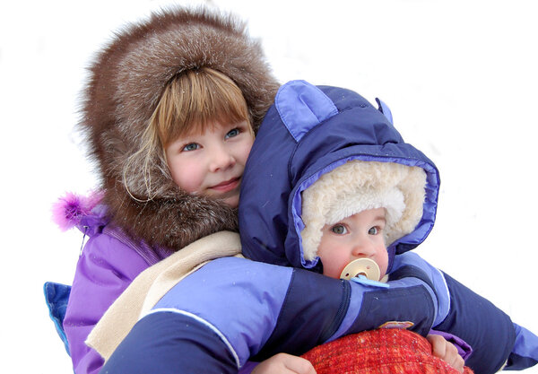 Small children are very glad to winter