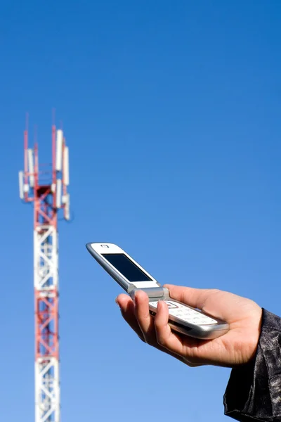 Phone and GSM station — Stock Photo, Image