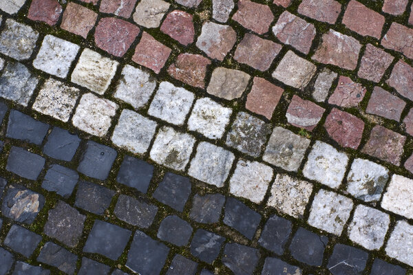 Color stone blocks of sidewalk