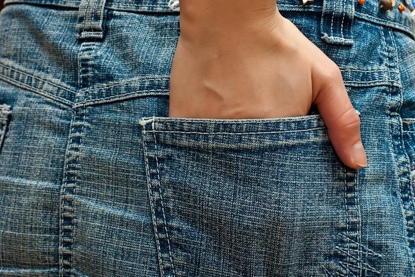 Hand in the pocket — Stock Photo, Image