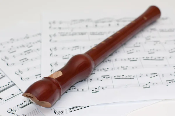Music notes and flute — Stock Photo, Image