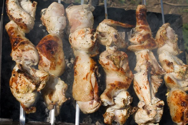 stock image Preparaing chicken shashlik