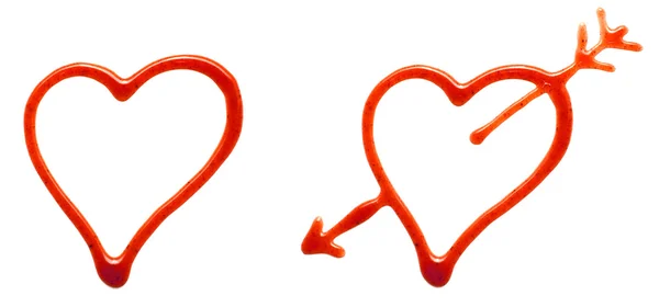 Ketchup hearts — Stock Photo, Image