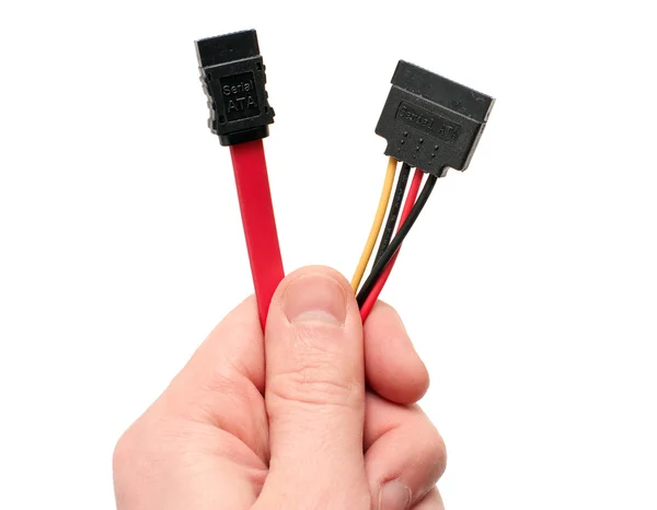SATA cables in hand Stock Image