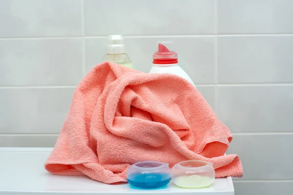 Crumpled towel in the bathroom — Stock Photo, Image