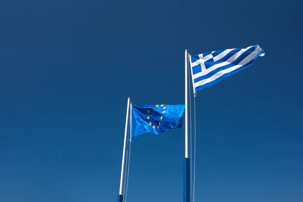 stock image EU and Greece flags