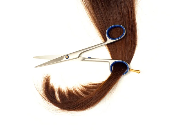 Vlasy v kruhu nůžky — Stock fotografie