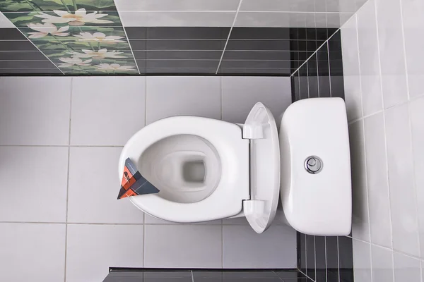 Toilettenschüssel direkt darüber — Stockfoto