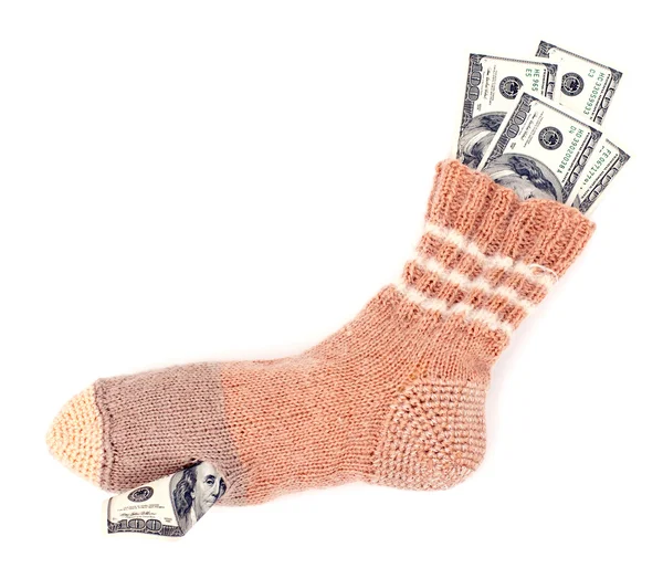 Ersparnisse in der Socke — Stockfoto