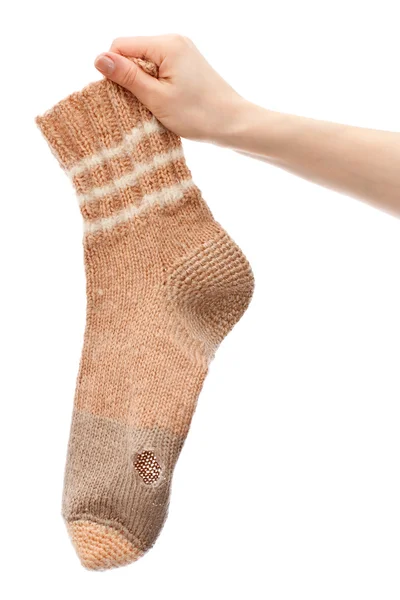 Handgemachte zerrissene Socke — Stockfoto