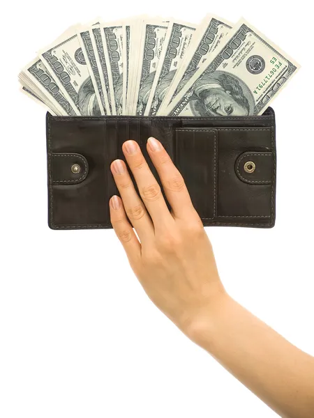 Carteira cheia de dinheiro — Fotografia de Stock