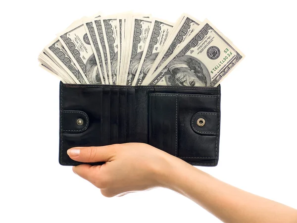 Dollar i en plånbok — Stockfoto