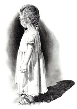 Pencil Drawing of LIttle Girl clipart