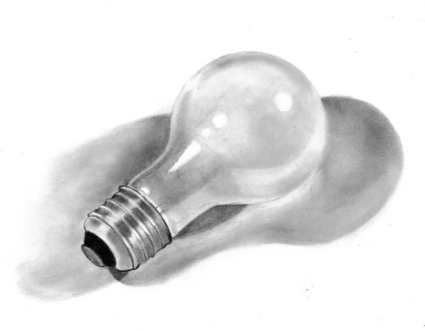 Desenho de uma Lâmpada em Lápis — Fotografia de Stock