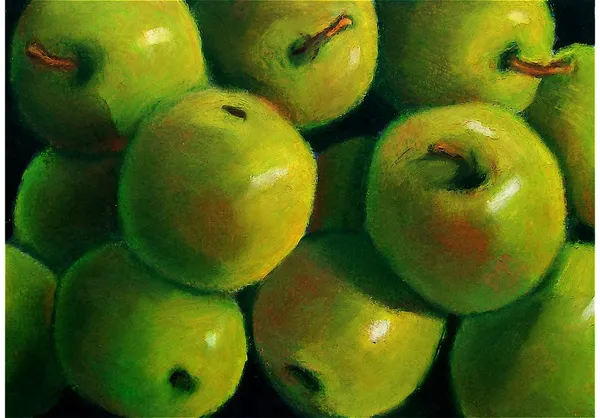 Pintura de manzanas verdes Imagen de stock