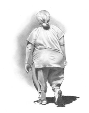 Pencil Drawing of Woman Walking Away clipart