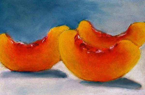 Pintura de fatias de pêssego — Fotografia de Stock