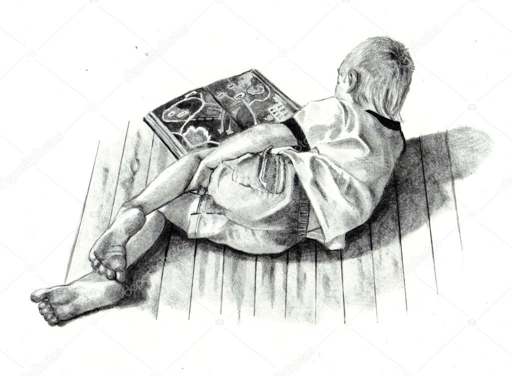 pencil sketch of a woman reading a book, riding a broom - Arthub.ai