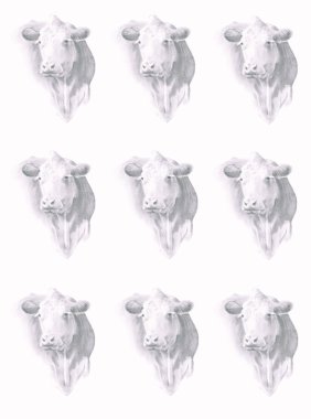 Cow Head in Pencil Background clipart