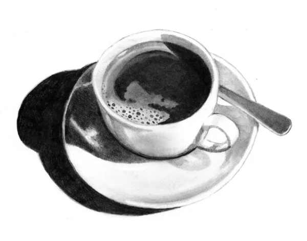 Pencil Drawing of Cup of Coffee — Stock Photo, Image