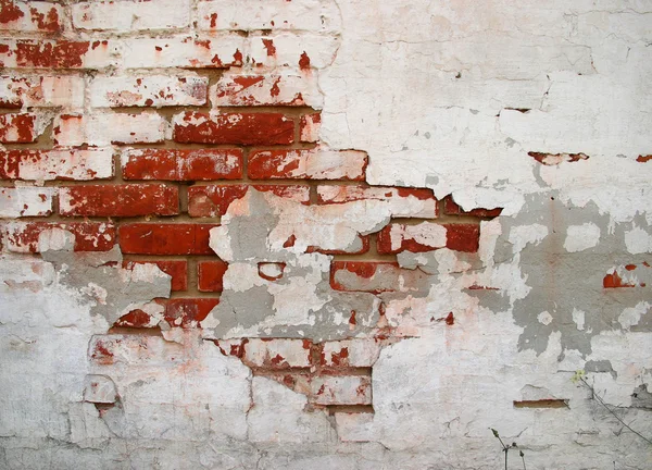 裂纹的 grunge 砖墙背景 — 图库照片