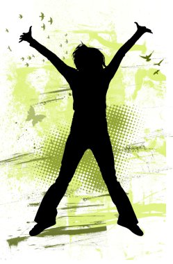 Teenager jumping with joy clipart
