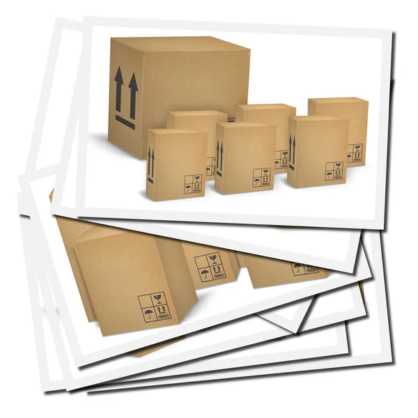 Картонные коробки из гофрокартона — стоковое фото