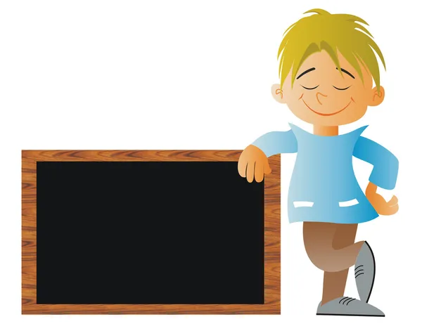 Kind met een schoolbord op school — Stockfoto