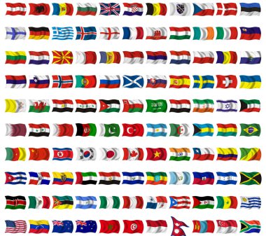 Collection of flags from around the worl clipart