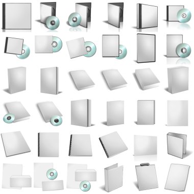 3d render of DVD boxes on white backgrou clipart