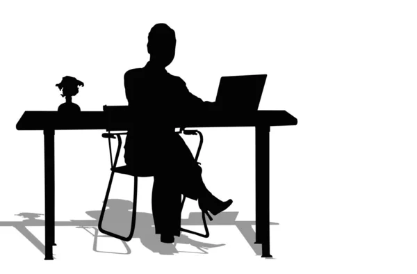Biznes kobieta siedzi przy stole w fro — Zdjęcie stockowe