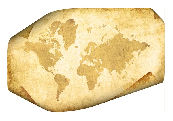 Perkament met kaart van de wereld — Stockfoto