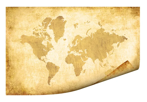 与世界地图的羊皮纸 — 图库照片