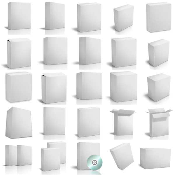 3d renderizar caixas no fundo branco — Fotografia de Stock
