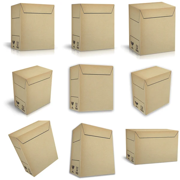3d renderizar caixas no fundo branco — Fotografia de Stock