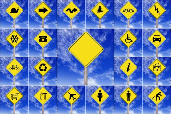 Beyaz zemin üzerinde trafik işaretleri — Stok fotoğraf