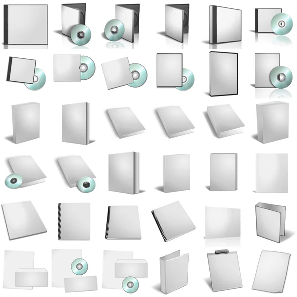 3d render of DVD boxes on white backgrou — Stock Photo, Image
