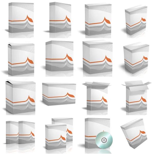 3d cajas de renderizado sobre fondo blanco — Foto de Stock
