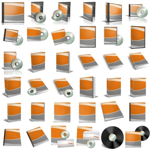 3D-Rendering von DVD-Boxen auf weißem Hintergrund — Stockfoto