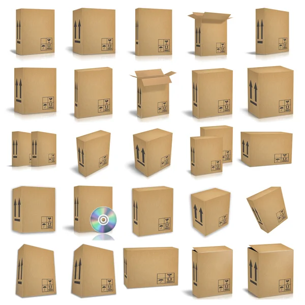 3D-Renderboxen auf weißem Hintergrund — Stockfoto