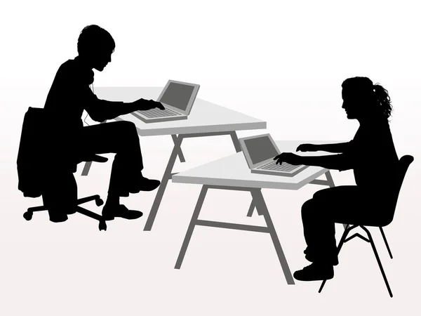 Werken met computers in de weg — Stockfoto