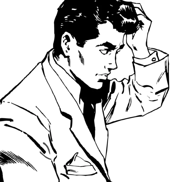 Portret młodego mężczyzny, komiksowa — Zdjęcie stockowe