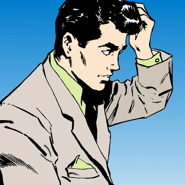 Portrait of a Young Man, comic style — Stock Photo, Image