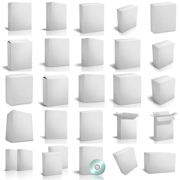 Beyaz zemin üzerinde 3D render kutuları Telifsiz Stok Imajlar