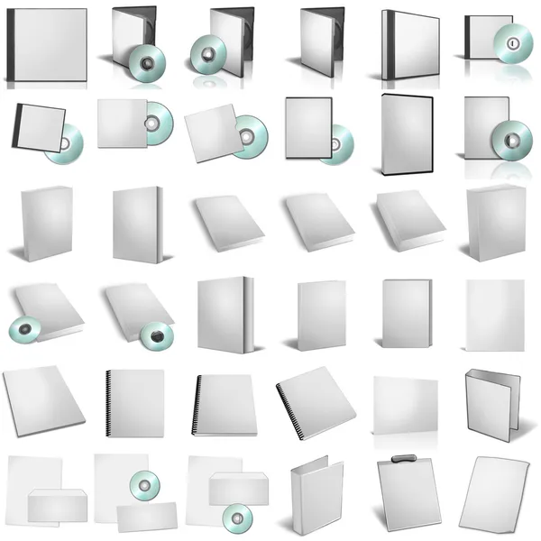 3D renderização de caixas de DVD em backgrou branco Fotos De Bancos De Imagens