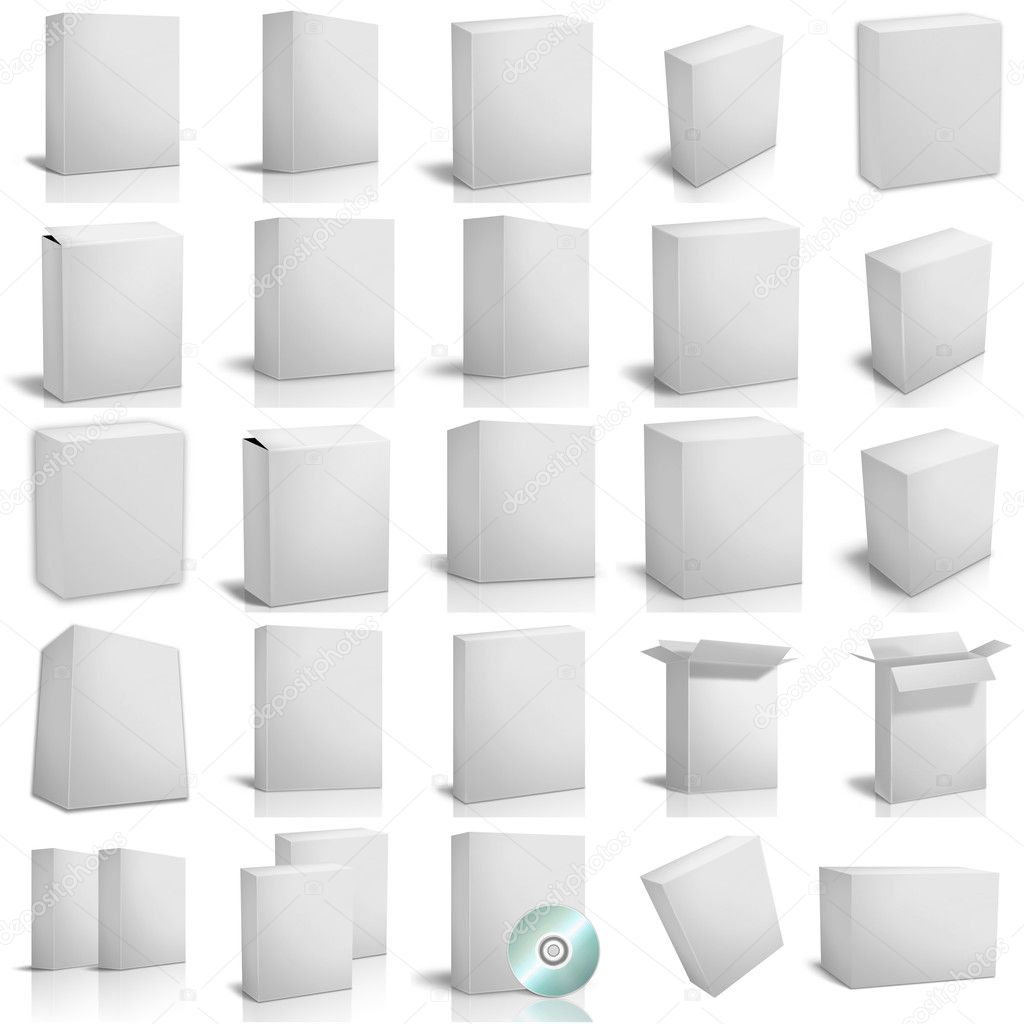 3d render boxes on white background