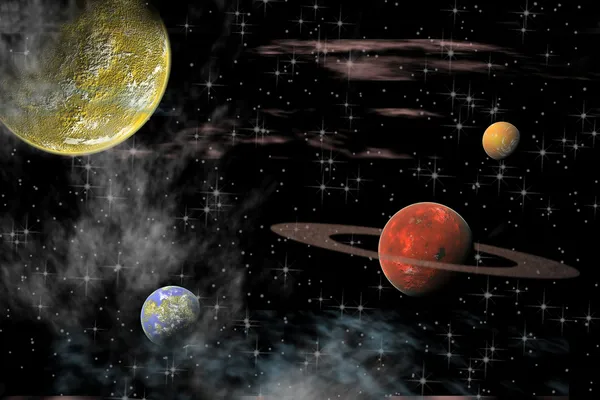 Vista do universo com planetas Imagens De Bancos De Imagens Sem Royalties